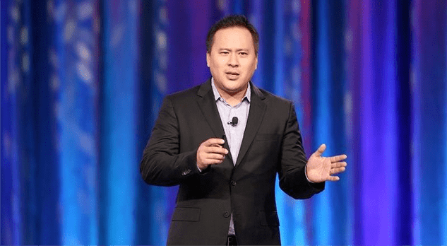 A man with speaking pose in a conference